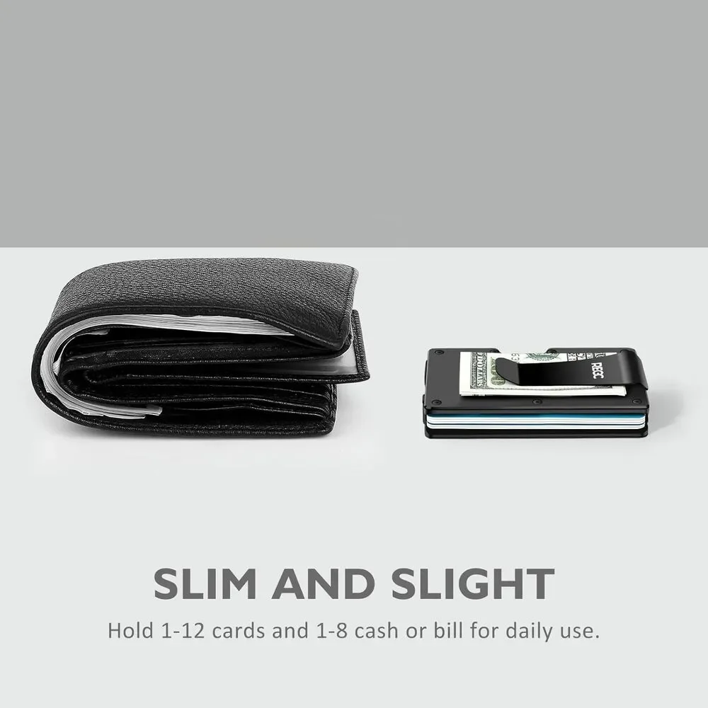 REGC Slim Wallet for Men, Metal Money Clip Wallet Silver